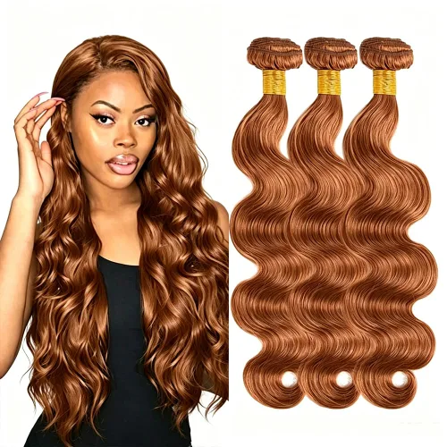 Vista 184 de P4613 Cabello humano rizado onda profunda marrón y paquetes mixtos 8 10 12 P4613 Ombre Marrón-Rubio-DP
