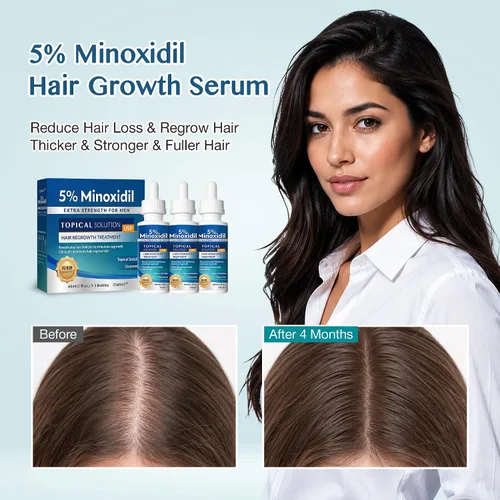 Vista 3 de Minoxidil al 5% para Crecimiento del Cabello para Hombres y Mujeres: Suero de Tratamiento de Regeneración de Barba Extra Fuerte con Minoxidil