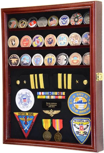 Vista 5 de sfDisplay,LLC. Challenge Monedas/Medallas/Pines/Insignias/Cintas/Insignias/Botones Chips Combo Vitrina Caja Gabinete (Acabado Negro)