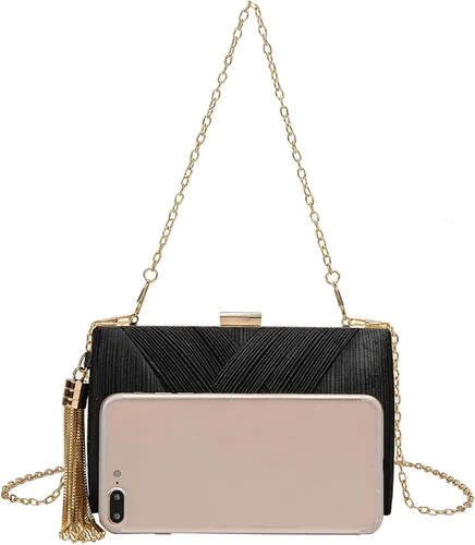 Vista 4 de LETODE Elegante bolso de mano con colgante de borla para mujer, bolso de mano de seda para novia, boda, baile de graduación, fiesta nocturna