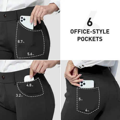 Vista 4 de M MOTEEPI Pantalones de vestir de yoga para mujer de 31, 29, 33 pulgadas, cintura alta, pantalones de trabajo, pantalones de negocios
