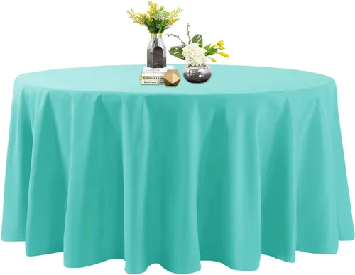 Vista 112 de Mantel de poliéster lavable de 132 pulgadas, resistente a las manchas y a las arrugas, mantel decorativo para mesa de comedor, fiestas de bufé