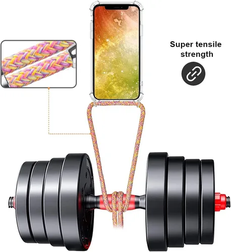 Vista 2 de Funda para iPhone 11 con cuello transparente para colgar y colgar en el hombro, cubierta de teléfono cruzada, para mujeres y niñas, funda protectora