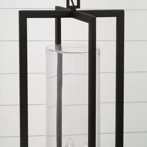 Vista 4 de Capital Lighting 948232BK Kent - Linterna colgante moderna de línea vertical con cilindro de vidrio transparente para exteriores, 3 luces, 180