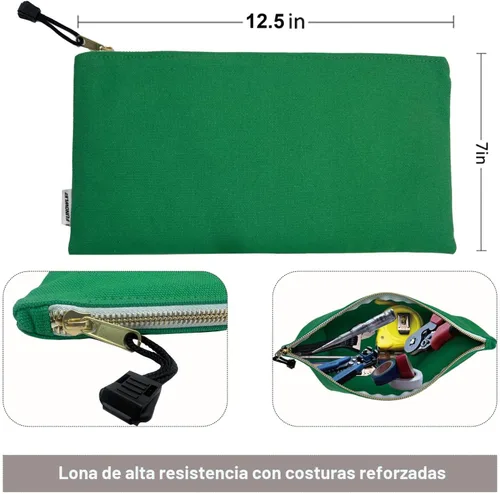 Vista 4 de Bolsa de herramientas de lona con cremallera, paquete de 6 bolsas de herramientas resistentes, bolsas de almacenamiento multiusos con cremalleras