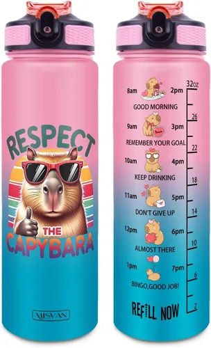 Vista 18 de Botellas de agua de 32 onzas, con marcador de tiempo, botella de agua reutilizable, botella de agua deportiva, botellas de agua de plástico, botella