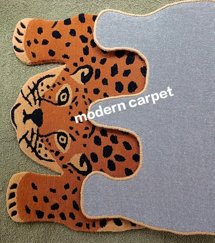 Vista 3 de Modern Carpet - Alfombra de tigre tibetano de 3 x 5 pulgadas, 100% lana, hecha a mano, para habitación de niños, dormitorio, alfombra