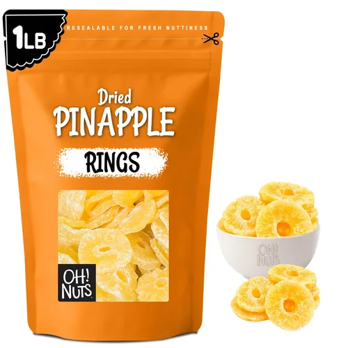 Vista 9 de Oh! Nuts Trozos de piña seca - Piña seca - Fruta seca de piña - 1 libra - Fruta deshidratada con menos azúcar añadido
