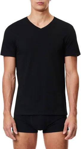 Vista 2 de Lacoste Camiseta ajustada con cuello en V para hombre, 100% algodón, paquete de 3