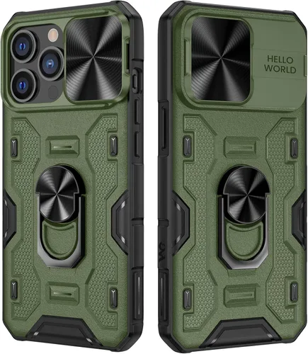 Vista 9 de VEGO - Funda para iPhone 14 Pro Max, funda con función atril para iPhone 14 ProMax, color negro Slide Camera Cover