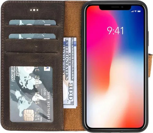 Vista 104 de HARDISTON Compatible con iPhone 7 Plus / 8 Plus Funda Cartera, Hecha a Mano de Cuero Genuino, Funda Magnética Desmontable con Tapa Abatible