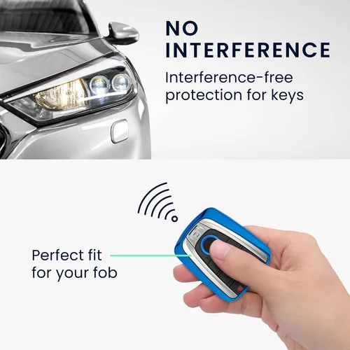 Vista 3 de kwmobile Funda para llave compatible con BMW, color azul de alto brillo