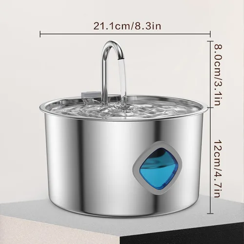 Vista 8 de Pawdrate - Fuente de agua para perros (3.2L/108 onzas), fuente de agua filtrada Pawdrate con ventana de agua y LED, dispensador automático de agua