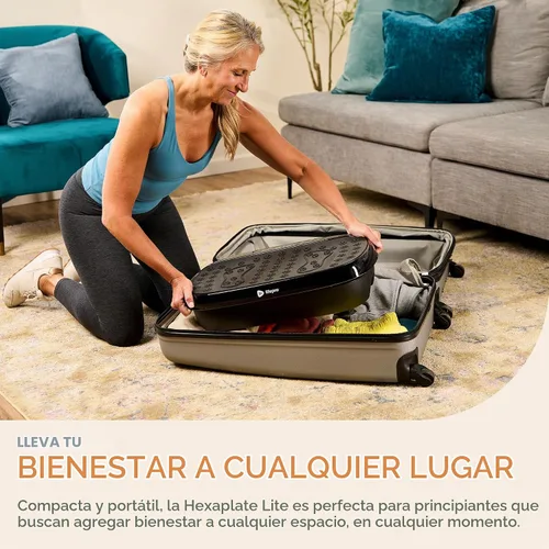 Vista 4 de Lifepro HexaPlate Lite Compact Vibration Plate with Magnetic Acupoints 10 Preset Programs, 99 Speed Levels, Resistance Bands — Vibrating Plate for