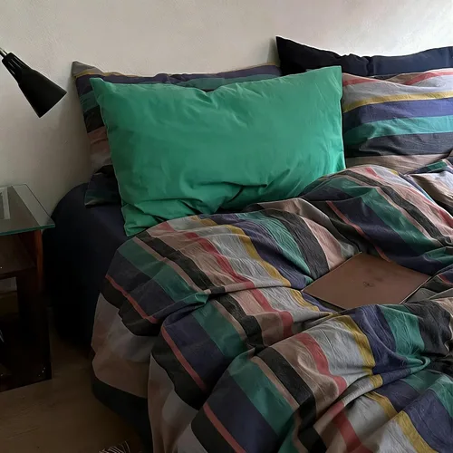 Vista 25 de mixinni Juego de funda de edredón vintage a rayas, tamaño twin, juego de ropa de cama de 3 piezas, 100% algodón lavado, suave y transpirable, funda