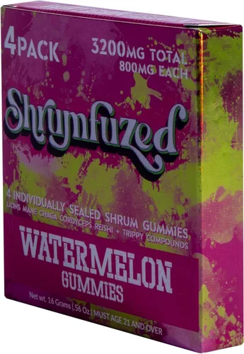 Vista 3 de Shrumfuzed Gomitas nootrópicas patentadas de 3200 mg - Mezcla de hongos nootrópicos de melena de león, reishi, chaga y cordycep (4, sandía)