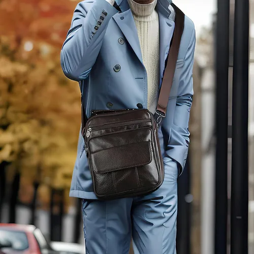 Vista 6 de JOYIR Men's Genuine Leather Shoulder Bag Messenger Crossbody Bag for Travel Work Business Leather Purse