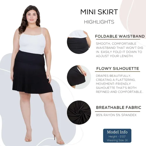 Vista 5 de Azules Minifalda básica y versátil para mujer, acampanada, casual, falda fluida para mujer