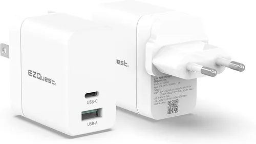 Vista 2 de Cargador USB C de 65 W - 1 puerto USB-C, 1 puerto USB-A, con cable de carga de 6.6 ft - Bloque de carga rápida PD - Pared del cargador GAN