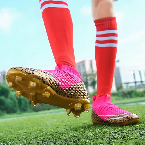 Vista 6 de BIAJIAZHUA Tacos de fútbol para hombre, cómodos tacos de fútbol de alto agarre para jóvenes, zapatos de fútbol de entrenamiento atlético de alta