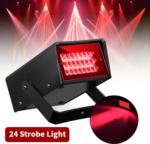 Vista 2 de LH Mini Luz Estroboscópica Roja de Escenario, Luces Estroboscópicas de Baile con 24 LEDs Súper Brillantes, Velocidad Ajustable, Iluminación de Flash