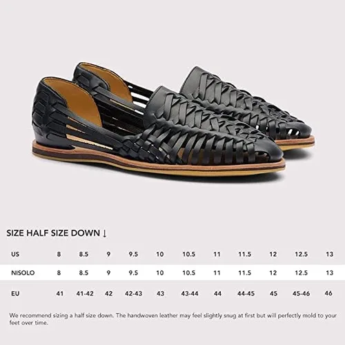Vista 6 de Nisolo Sandalias Huarache para hombre, sin cordones, impermeables, flexibles, transpirables y cómodas huaraches mexicanos para hombres, jóvenes