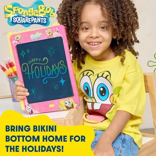 Vista 6 de Tableta de escritura LCD de Bob Esponja ScribblePop - Tablero de dibujo reutilizable y tarjetas de rastreo - Juguete educativo de viaje sin desorden