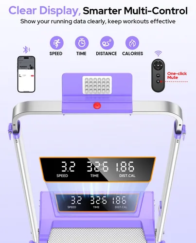Vista 5 de Walking Pad Treadmill with 12% Incline & Adjustable Height, 4 in 1 Walking Pad with Handle Bar, 3.5HP Foldable Under Desk Treadmill, Portable