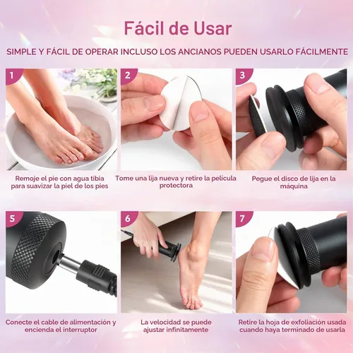 Vista 8 de Krofaue 1200RPM - Removedor eléctrico de callos para pies, 60 piezas, papel de lija, color negro