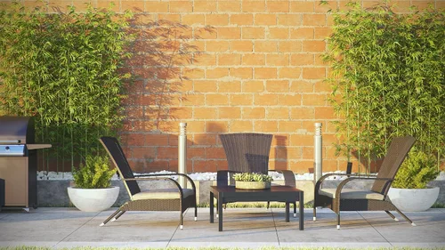 Vista 2 de Pacifico - Sillón de mimbre negro con cojín gris, para todas las estaciones, ligero, estilo Adirondack, duradero y elegante sillón para exteriores