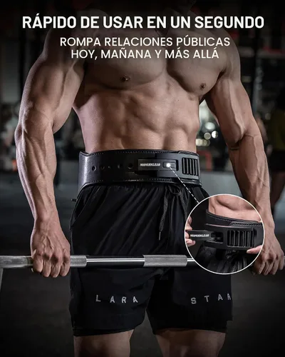 Vista 3 de MANUEKLEAR - Cinturón de palanca cónico para levantamiento de peso, cinturón de palanca de 10 mm con bloqueo rápido para hombres, cinturón