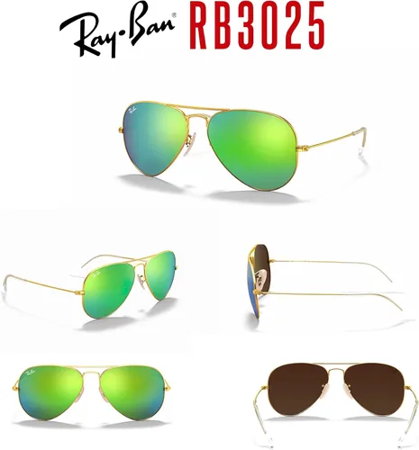 Vista 74 de Ray-Ban RB3025 - Lentes de sol de aviador de metal para hombre y mujer + paquete con kit de cuidado de gafas iWear de diseñador