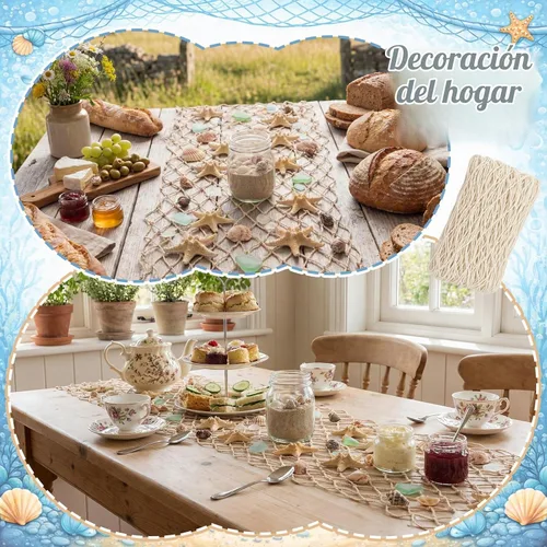 Vista 6 de SATINIOR 6 piezas de red de pesca de 12 x 108 pulgadas, decoración de Natural