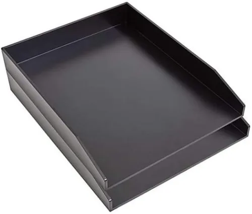 Vista 4 de TRU RED Bandeja de cartas de plástico apilable de carga lateral, color negro - Organizador de papel de escritorio para archivos y documentos