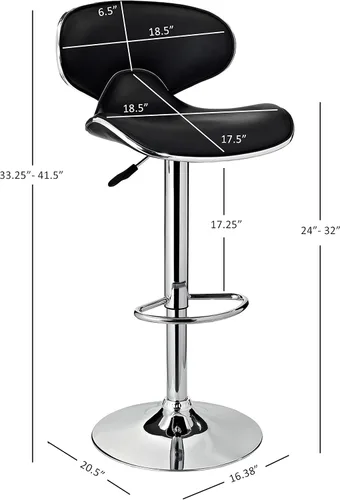 Vista 3 de Powell Furniture Powell PU, taburete de bar cromo/negro