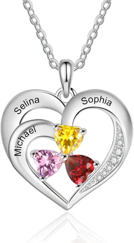 Vista 8 de Jeweidea Collar con colgante de piedra natal y nombre personalizado para mujer, regalo de joyería personalizado para mamá, esposa