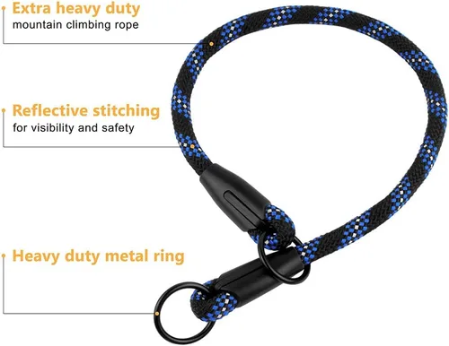 Vista 2 de BronzeDog Rope Pro - Collar de entrenamiento para perro trenzado sin tirones, collares redondos de liberación rápida para perros pequeños, medianos