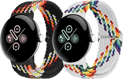 Vista 36 de Correas trenzadas Solo Loop compatibles con Google Pixel Watch 4, 3, 2, 1 de 1.61 pulgadas/1.77 pulgadas, correas elásticas ajustables de nailon