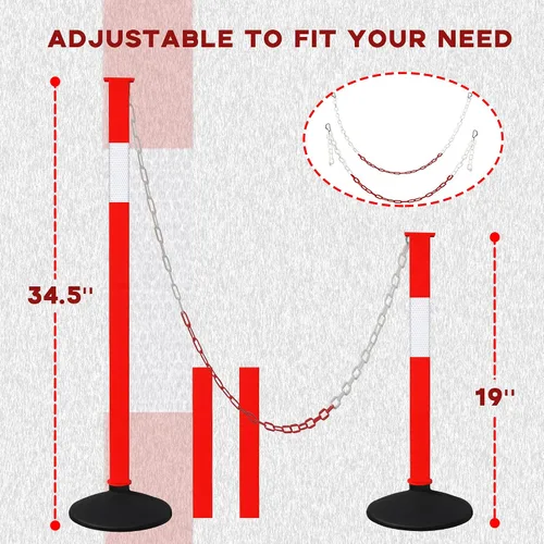 Vista 3 de [Paquete de 3] Conos de poste de delineador de tráfico ajustables con base de goma pesada y collares reflectantes, conos de seguridad