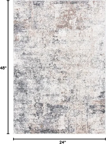Vista 2 de SAFAVIEH Aston Collection - Alfombra decorativa, 2 x 4 pies, marfil y gris, diseño abstracto moderno, no desprende pelusa y de fácil cuidado, ideal