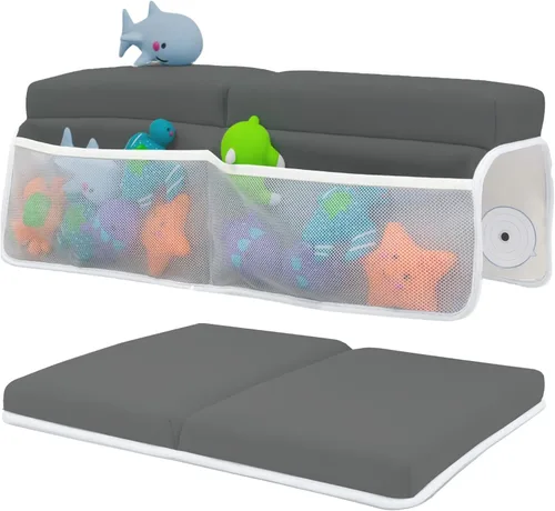 Vista 11 de Cómodo juego de rodilleras y coderas de baño para bebé, almohadilla gruesa de espuma viscoelástica con soporte para el codo, cojín de bañera