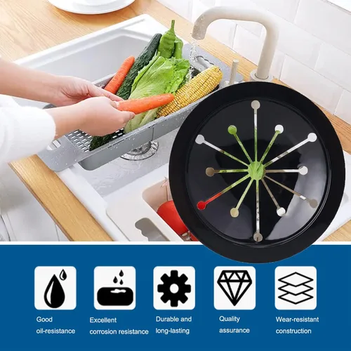 Vista 5 de Protector contra salpicaduras de basura para fregadero, protector contra salpicaduras de fregadero de cocina de 3-1/8 pulgadas, tapones de drenaje