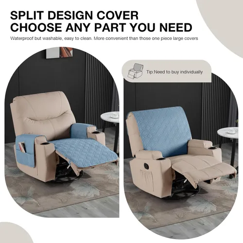 Vista 5 de VANSOFY - Fundas de asiento 100% impermeables para sillas reclinables, color azul, 22 pulgadas Azuree