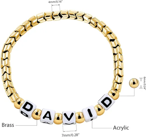 Vista 8 de Personalized Custom Name Initial Letters Hematite Beads Bracelets for Women Men Best Friend Y1533