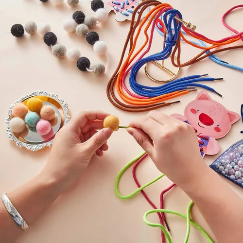 Vista 3 de Chuangdi 72 piezas de cordón de encaje colorido con cuentas creativas para tejer, proyectos de roscado, suministros de fabricación de joyas, 12