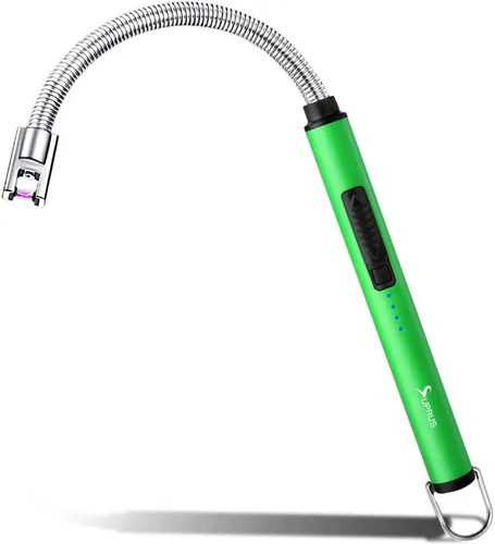 Vista 10 de SUPRUS Encendedor fluorescente que brilla en la oscuridad, cuello flexible de 360°, recargable por USB, resistente al viento, triple seguridad