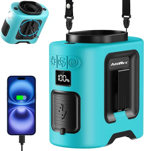Vista 10 de Ventilador de cintura portátil, batería recargable de 14500 mAh, ventilador de cinturón de enfriamiento de 67 horas, velocidad potente, rotación