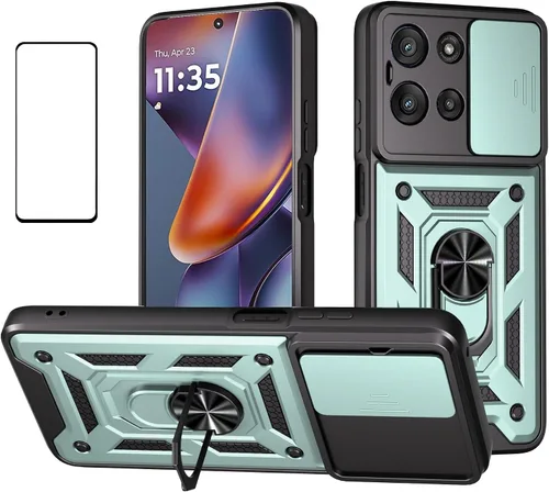 Vista 29 de Funda para Motorola Moto G 5G 2024 con protector de pantalla, funda protectora con protector de cámara, funda protectora con función atril para Moto