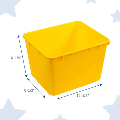 Vista 2 de Children's Factory Contenedores de almacenamiento amarillos para aulas, cubos de organización de sala de juegos, cubos de guardería, paquete de 10