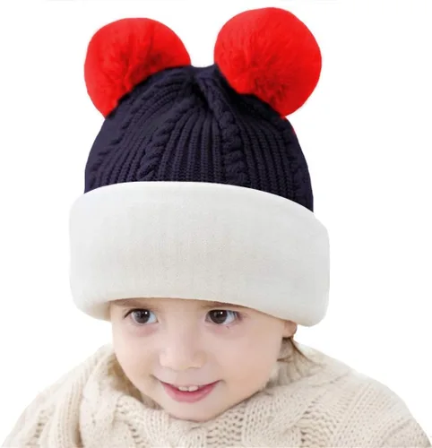 Vista 3 de Gorro de invierno de punto para bebés y niñas pequeños, bufanda con orejeras y capucha con forro polar
